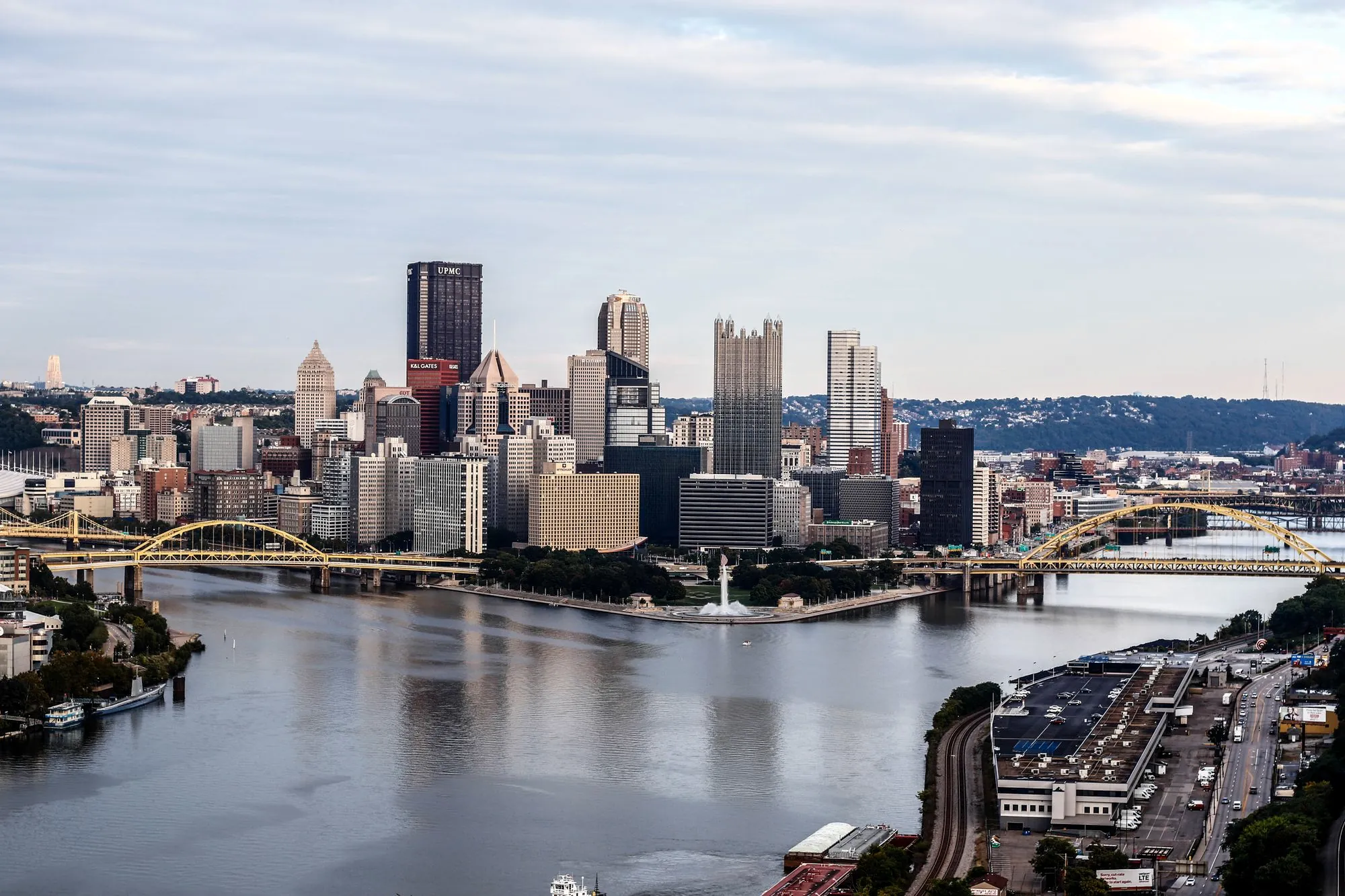 The Pittsburgh skyline seen from across the river