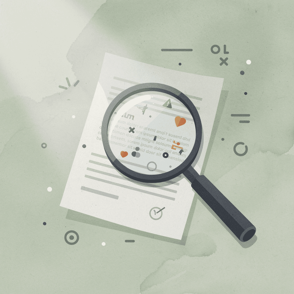 Scene illustration of magnifying glass examining data rows for anomalies