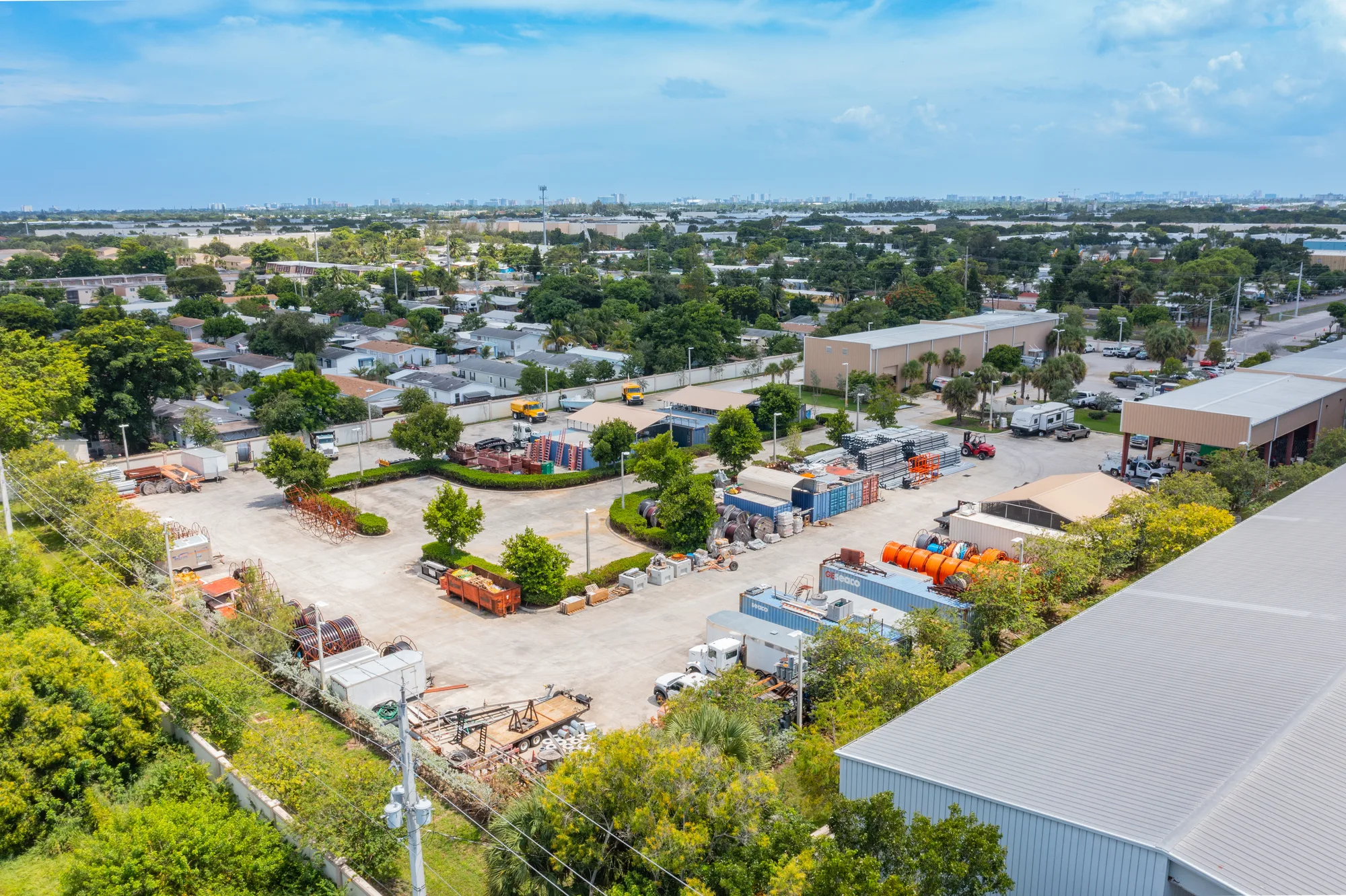 Aerial view of the industrial outdoor storage site at 1645 NW 33rd St, Pompano Beach, FL