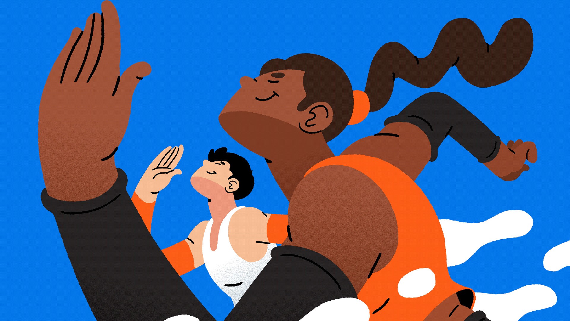 Abstract streaks of orange and blue light