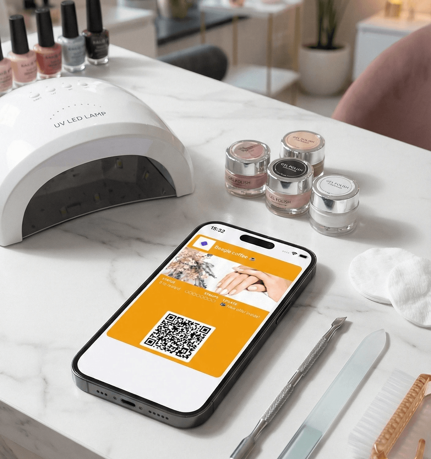 Transform your nail salon with digital loyalty cards for Apple & Google Wallet. Increase booking frequency, send push notifications, and ditch paper cards.