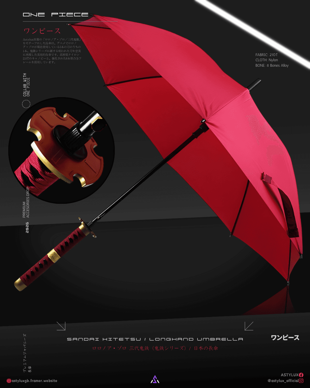 Roronoa Zoro Sandai Kitetsu / Japanese Longhand Umbrella