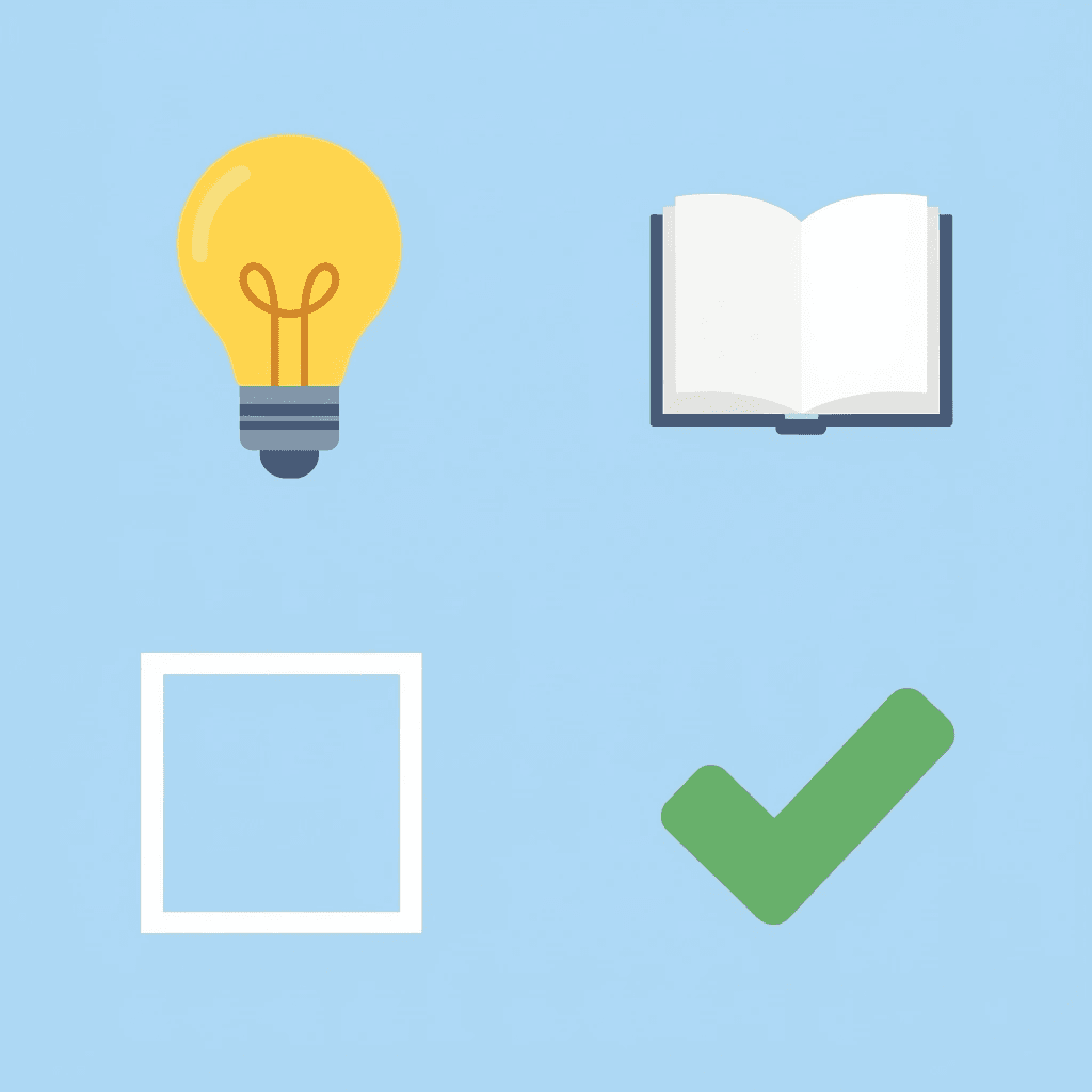 Four gift category icons representing creative tools, educational resources, building sets, and personalized books