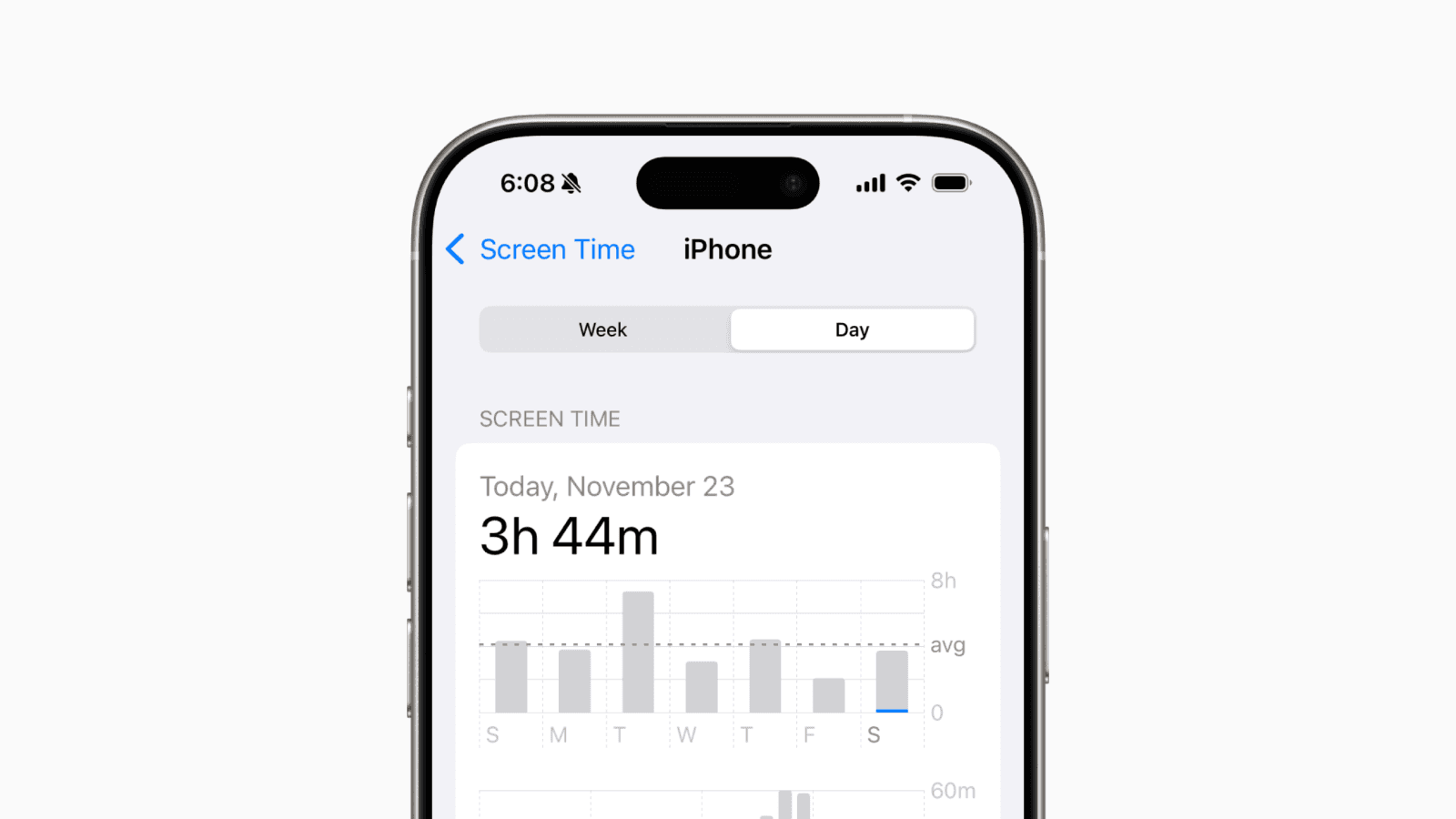 Screen time analytics in iPhone settings