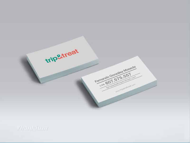 Tarjetas de presentación modernas con diseño profesional para agencia Trip & Treat.