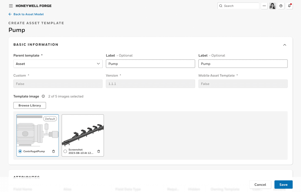 Final design for asset template with added images