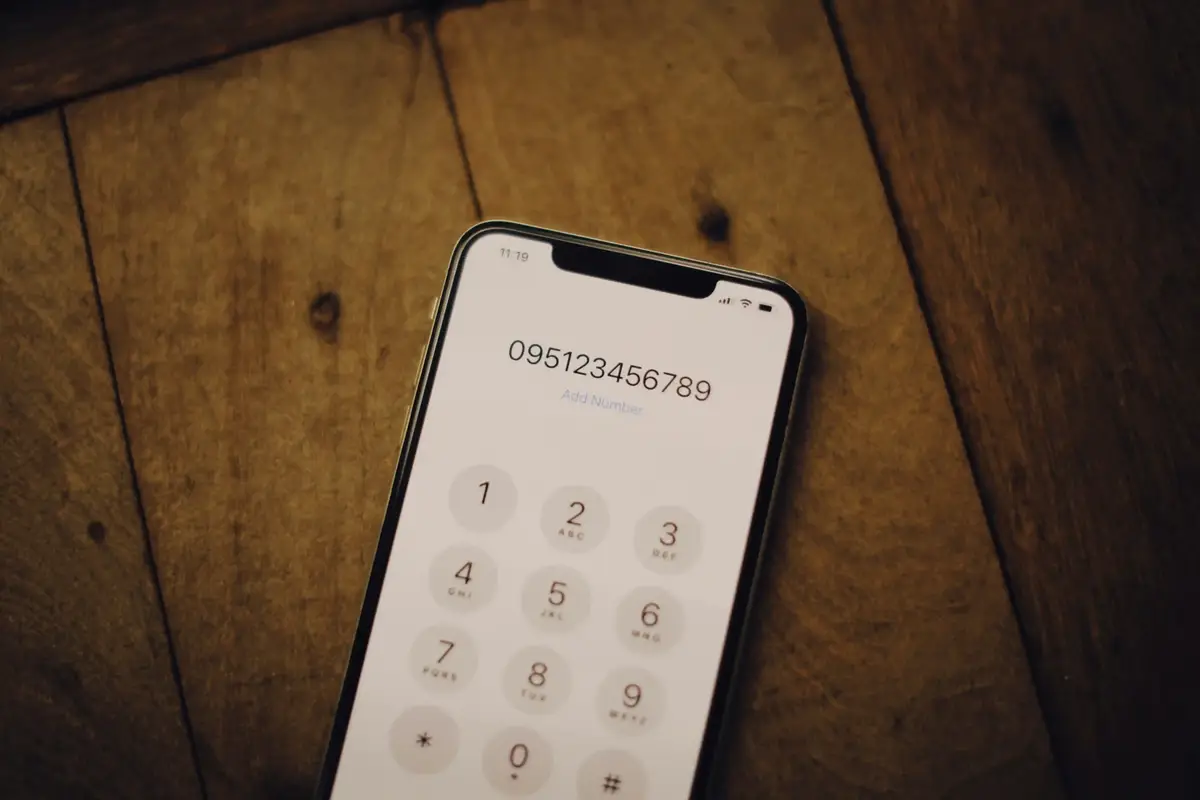 phone number on a smartphone screen