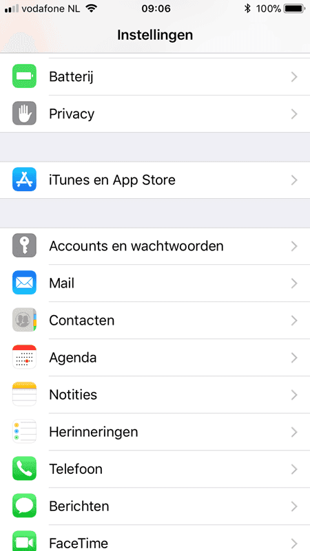 Schermafbeelding: Stappenplan (E-mail instellen op een iPhone)