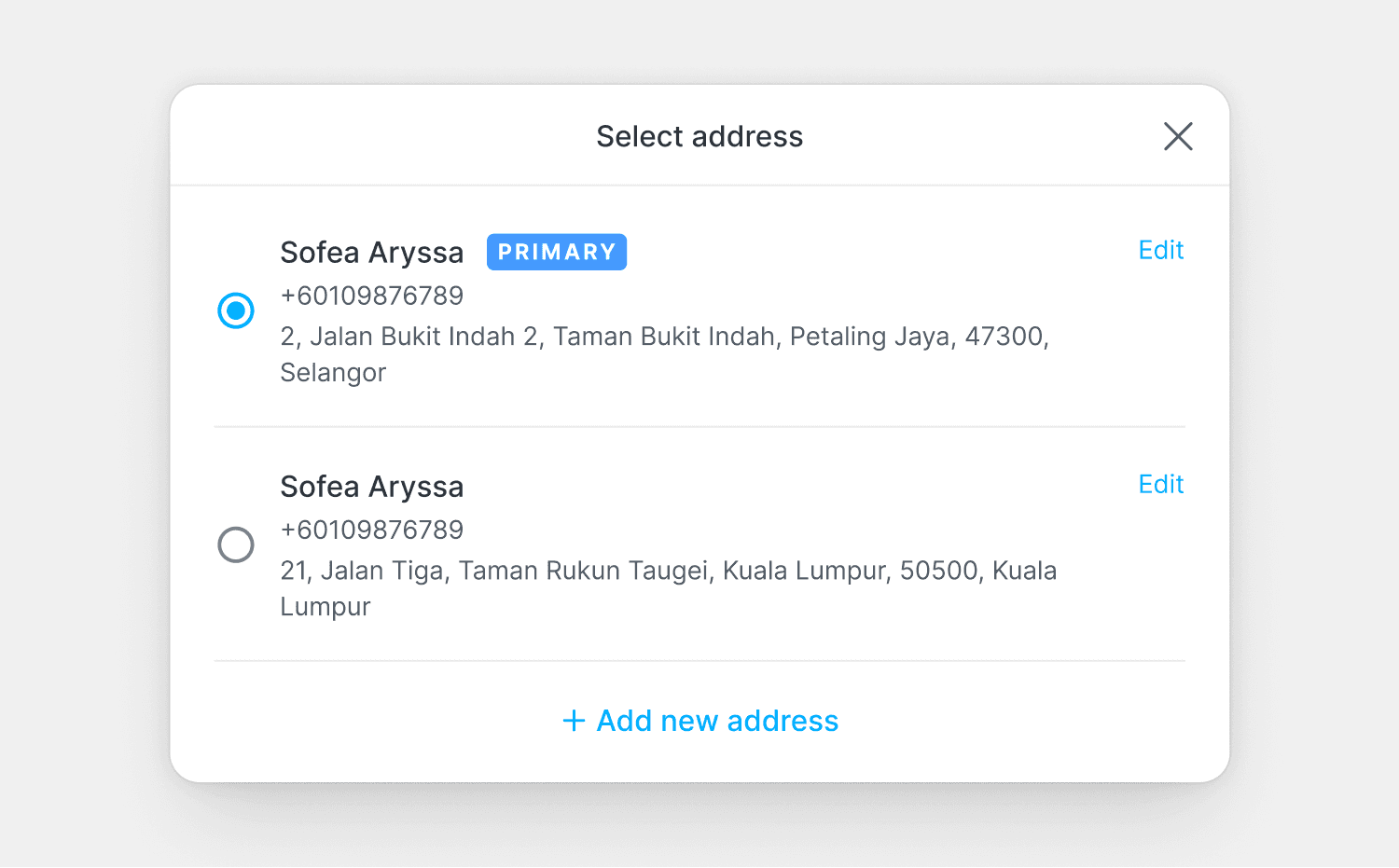 Address management overview on desktop