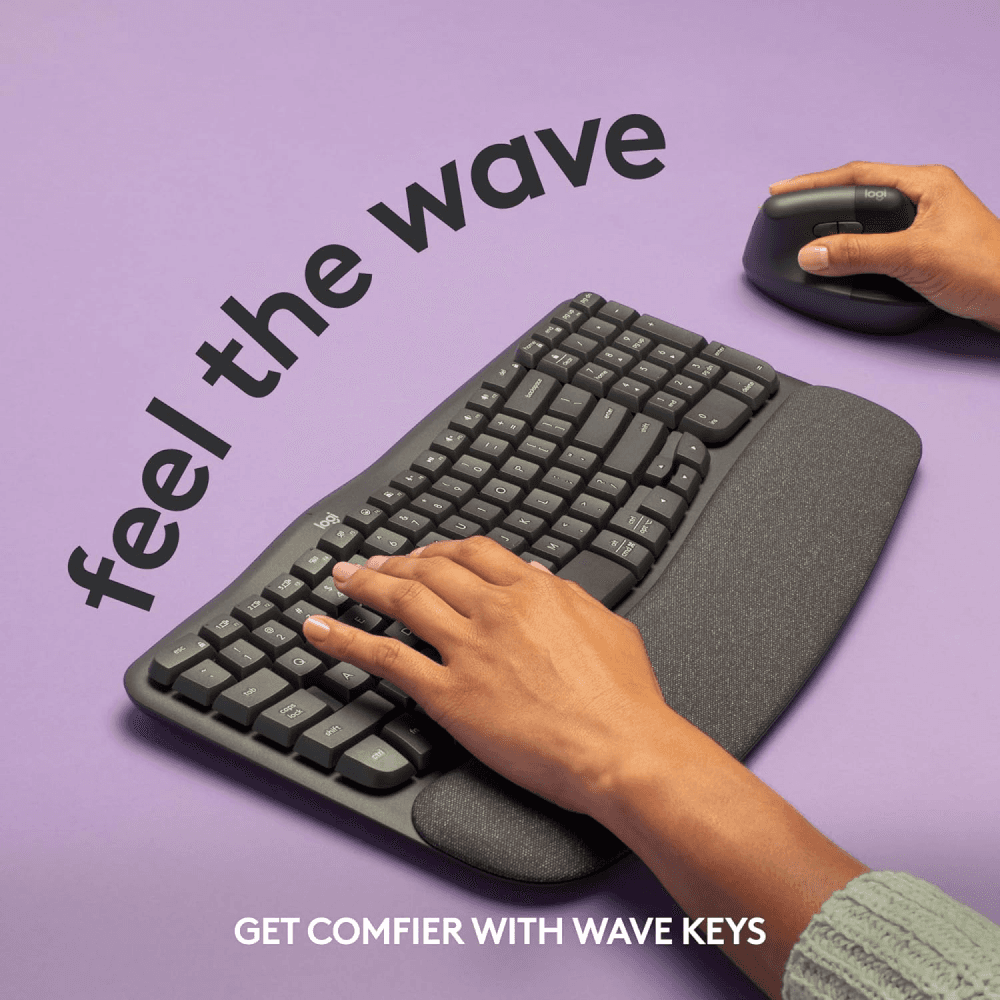  Logitech Wave Keys Wireless Ergonomic Keyboard