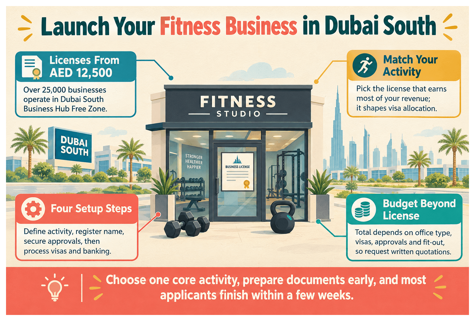 Infographic: How to Set Up a Sports and Fitness Business in Dubai South