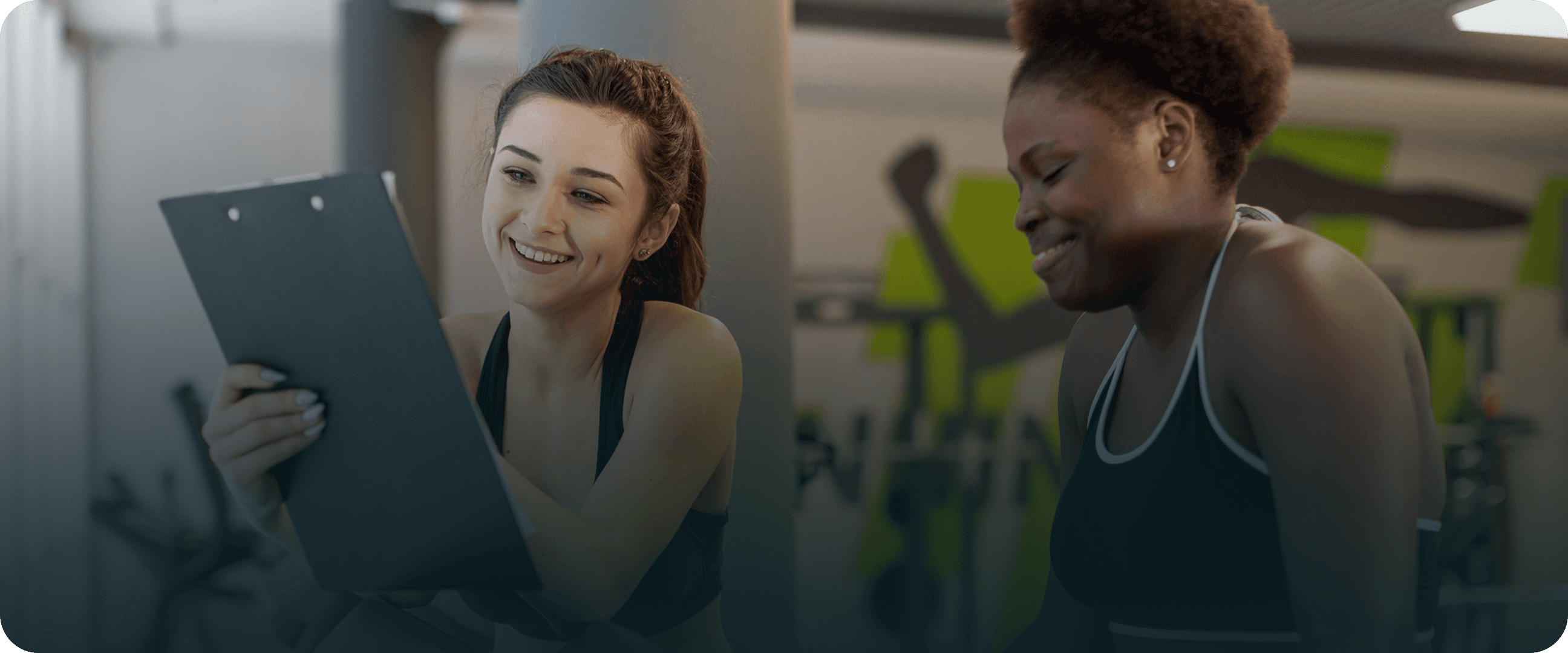 High angle women at gym
