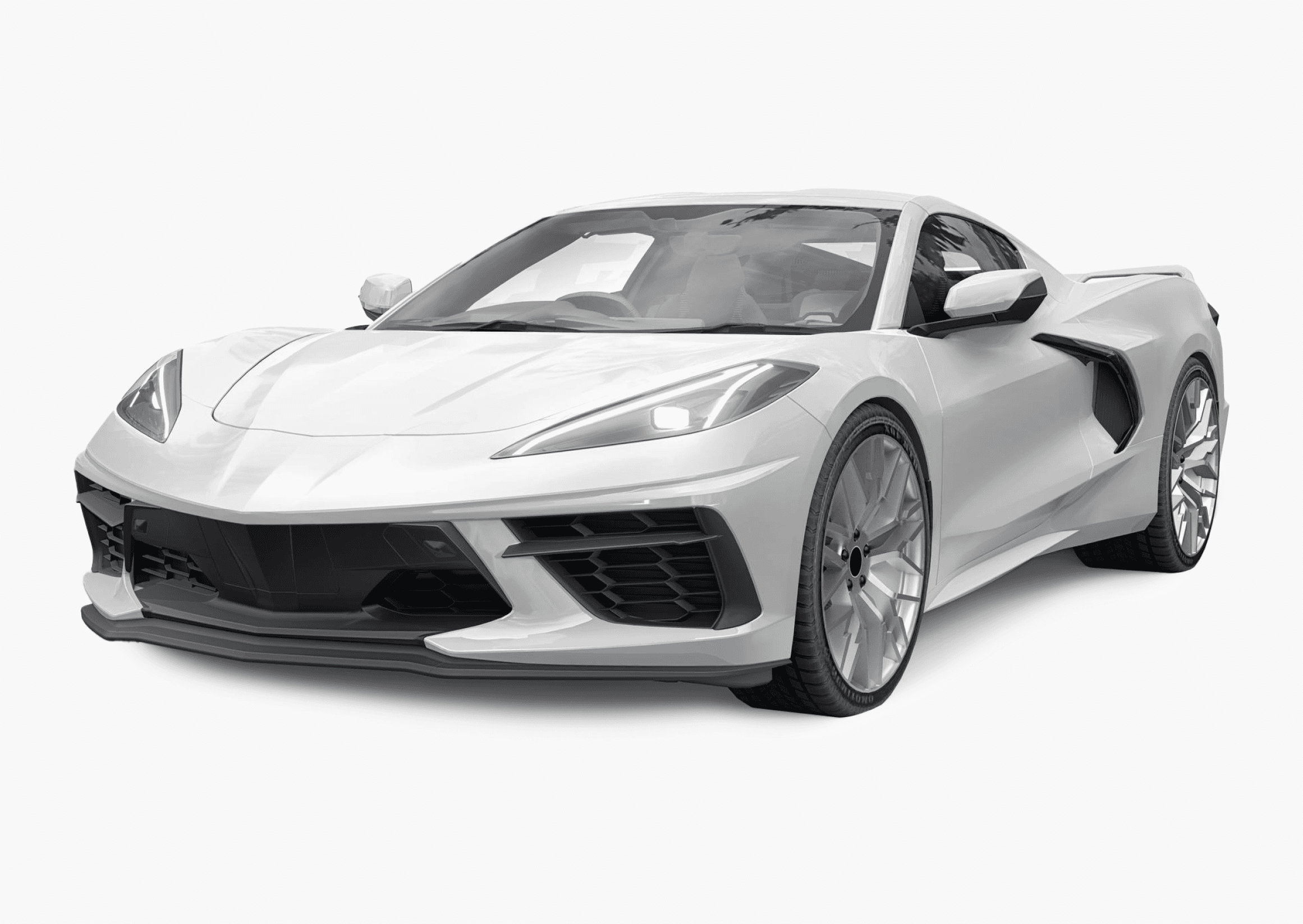 front view of white car