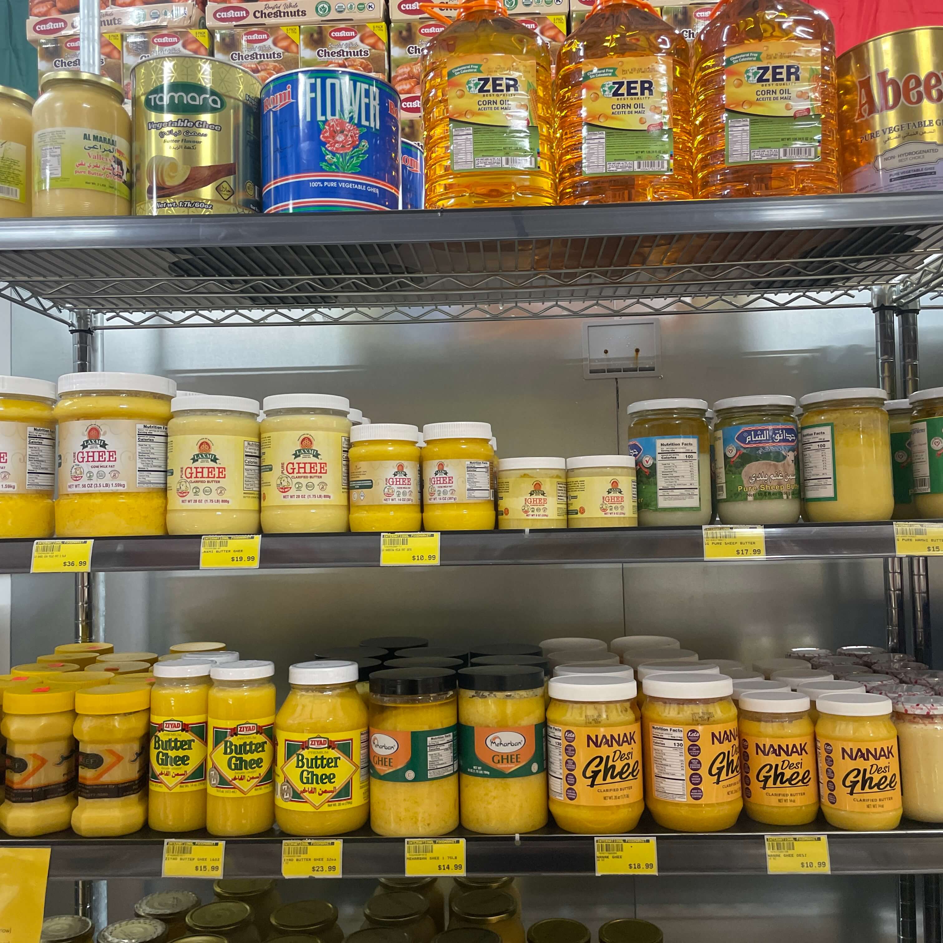 Wide selection of ghee, including traditional and flavored options, at International Food Market Orlando.