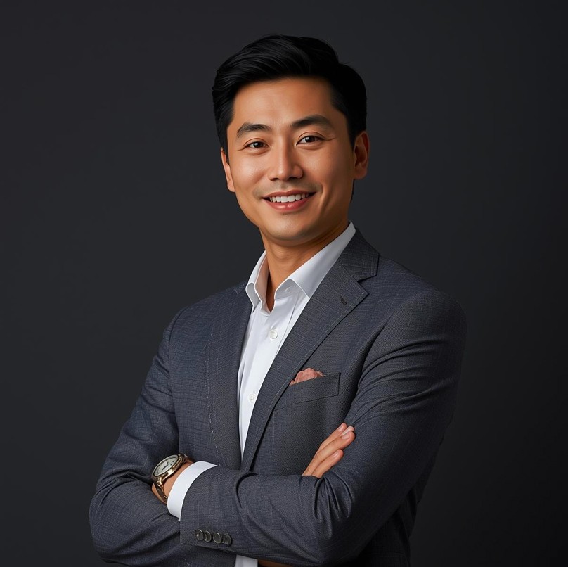 Asian man in a suit.