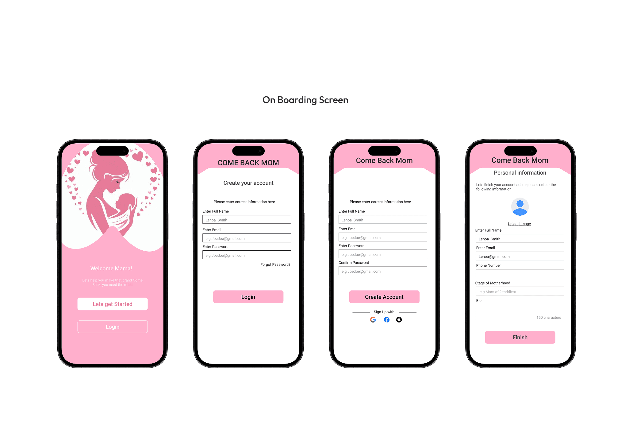 I included considerations for additional screen sizes in my mockups based on my earlier wireframes. Because users surf the internet from a variety of devices, I felt it was important to optimize the browsing experience for a range of device sizes, such as mobile so users have the smoothest experience possible. 