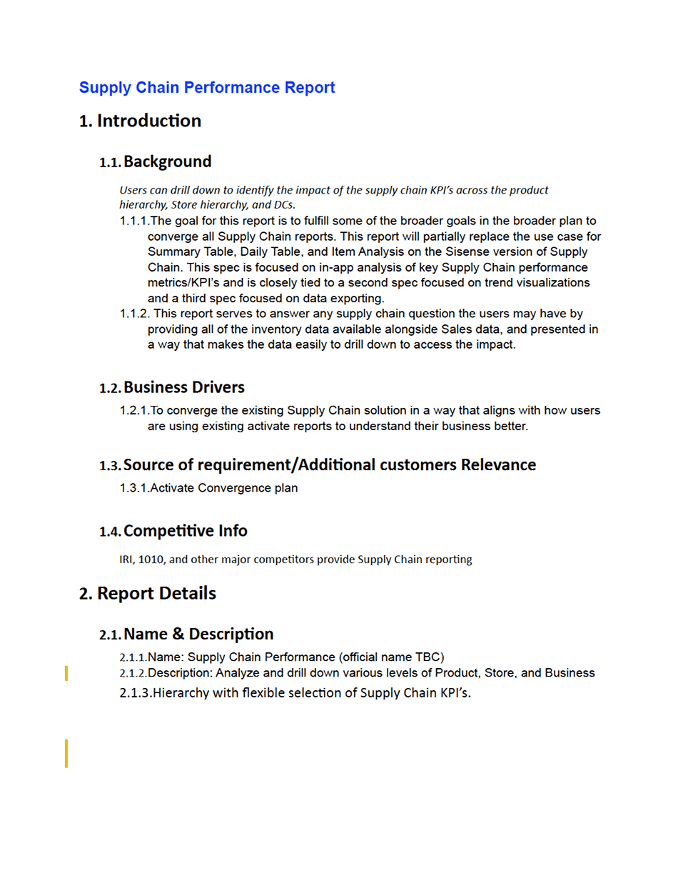 Supply Chain Performance Report — introduction and report details