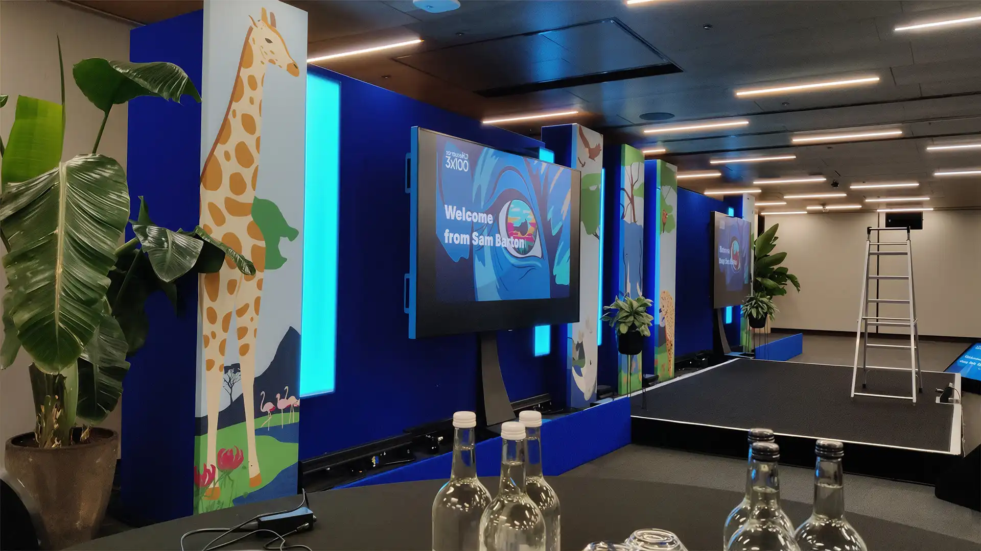 Pre-event view of the Savannah Talks stage prepared for the Bupa strategy cascade presentation.