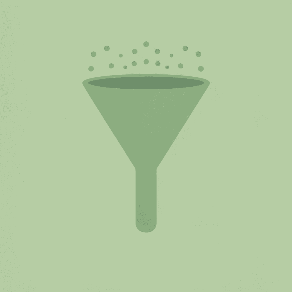 Funnel showing many applicants entering at top, filtering down to fewer winners at bottom