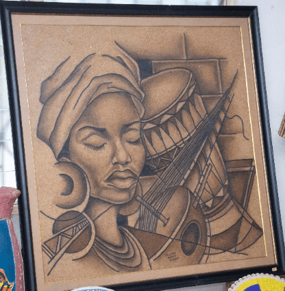 a person wearing a colorful headdress