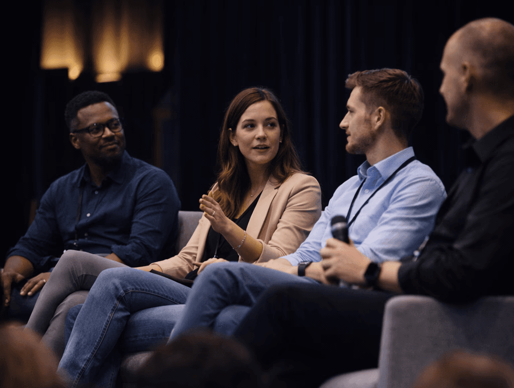 Keynote speaker speaking on a conference