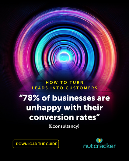 An image of a pathway into a concentric tunnel symbolising the sales funnel symbolising how to turn leads in to customers with the quote "78% of businesses are unhappy with their conversion rates"