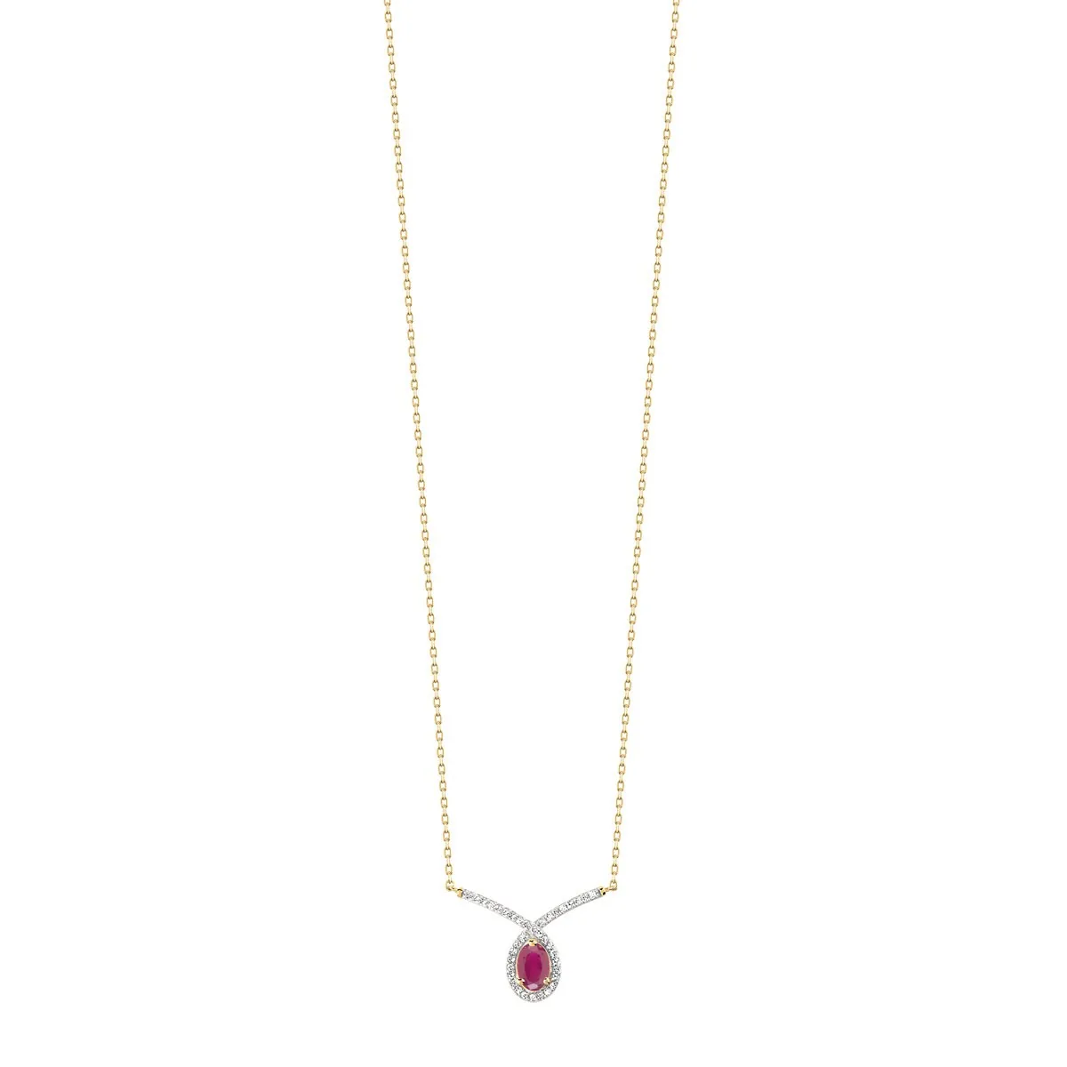 Collier en deux ors 375 serti de diamants et rubis