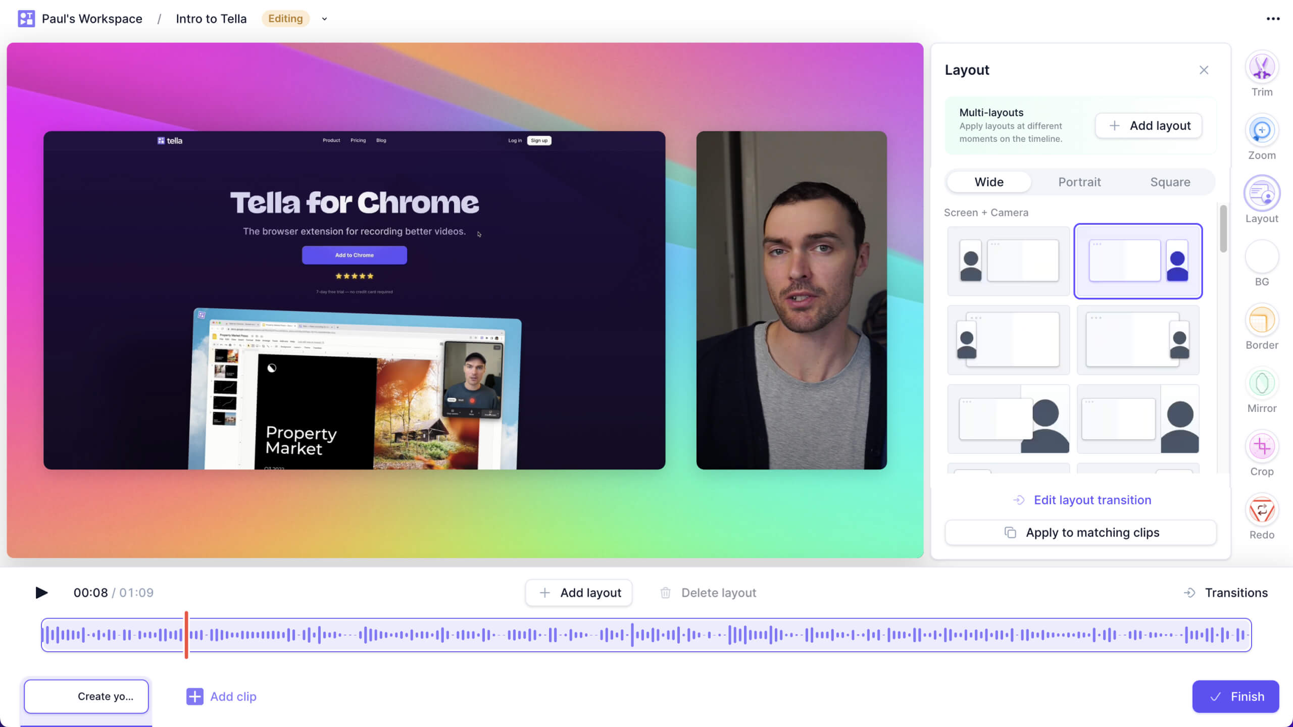 Multi layouts screen recorder