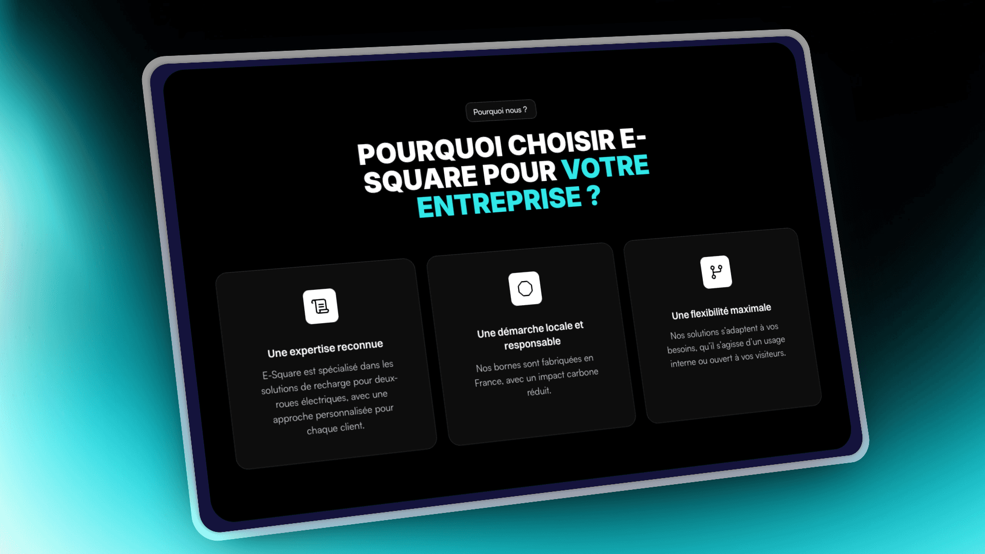 Vue détaillée des modules et fonctionnalités de la plateforme E-Square