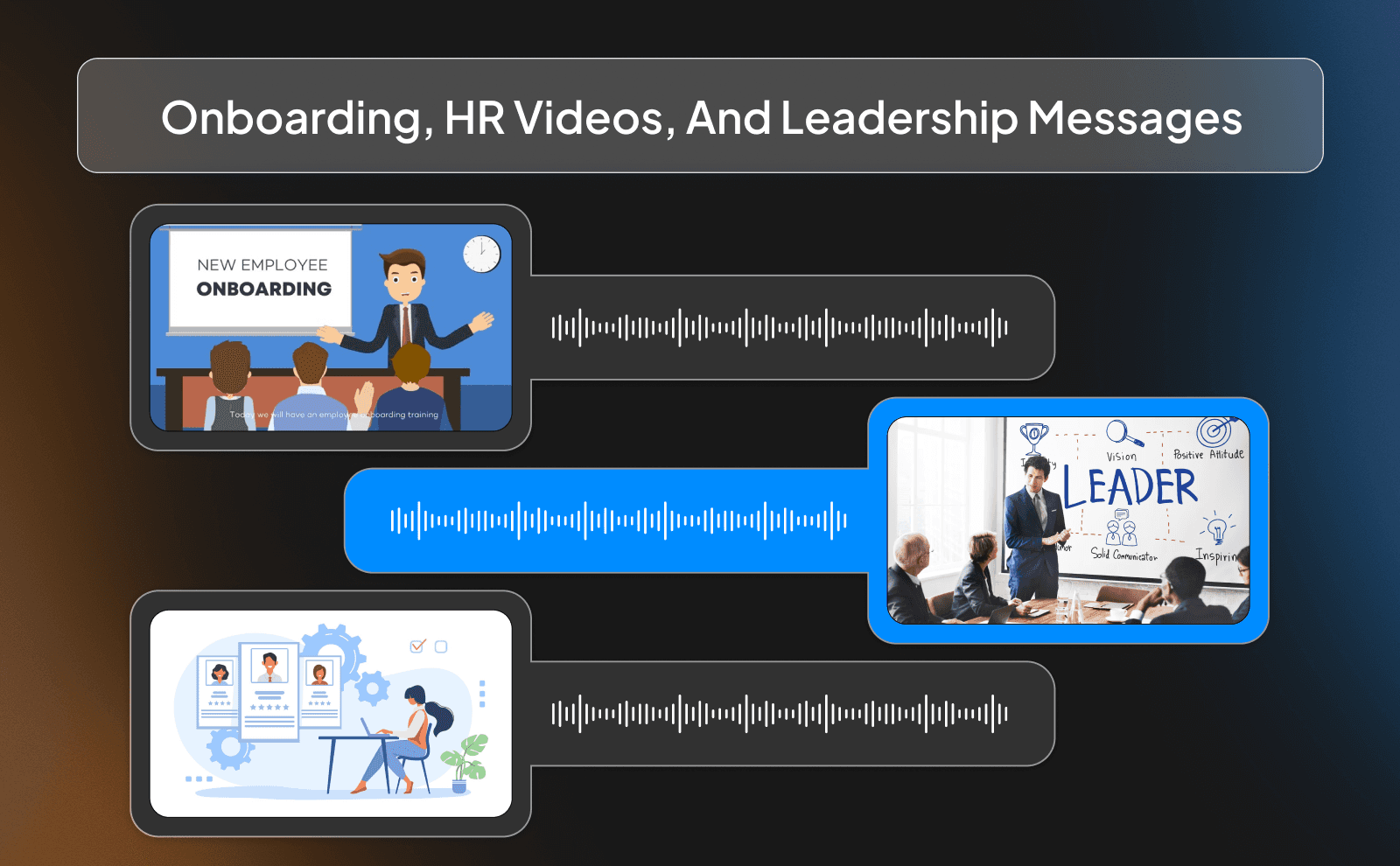 Onboarding, HR videos, and leadership messages