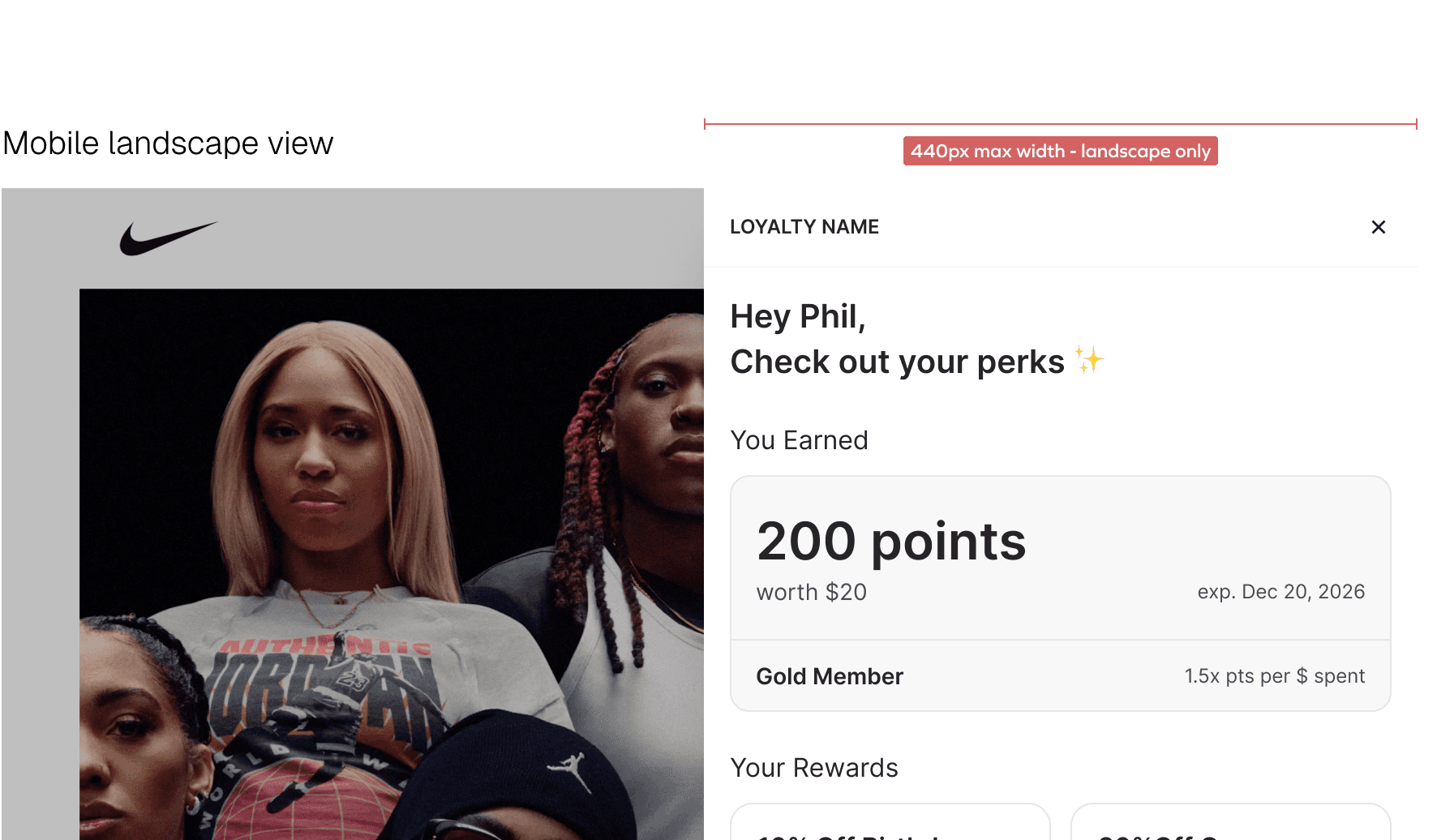 Mobile UI showing a landscape view of the widget