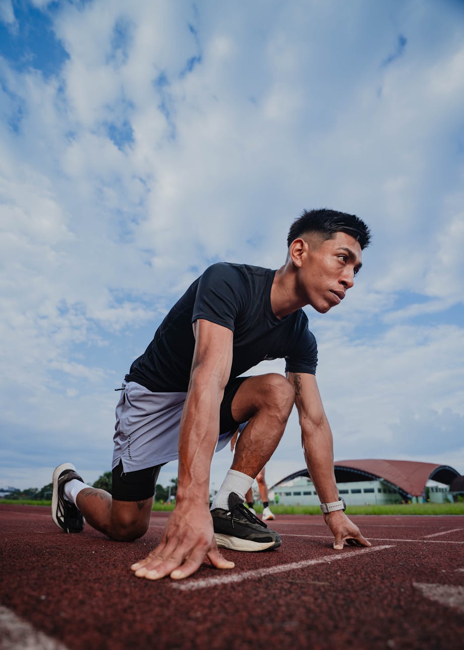 Man ready to sprint