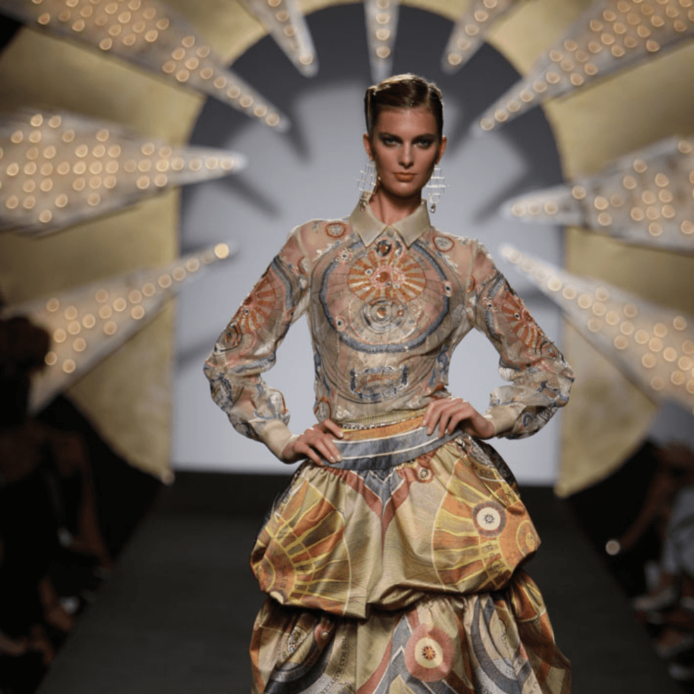 Model Wearing Gattinoni dress