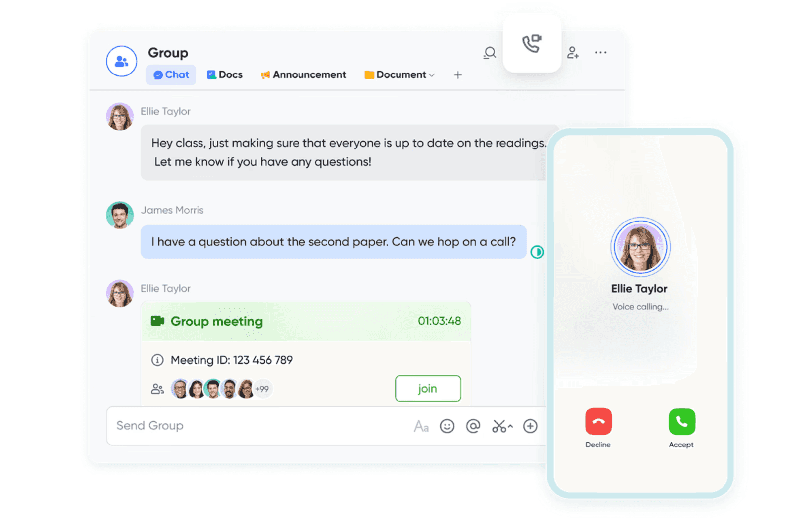 Quality voice call via Lark