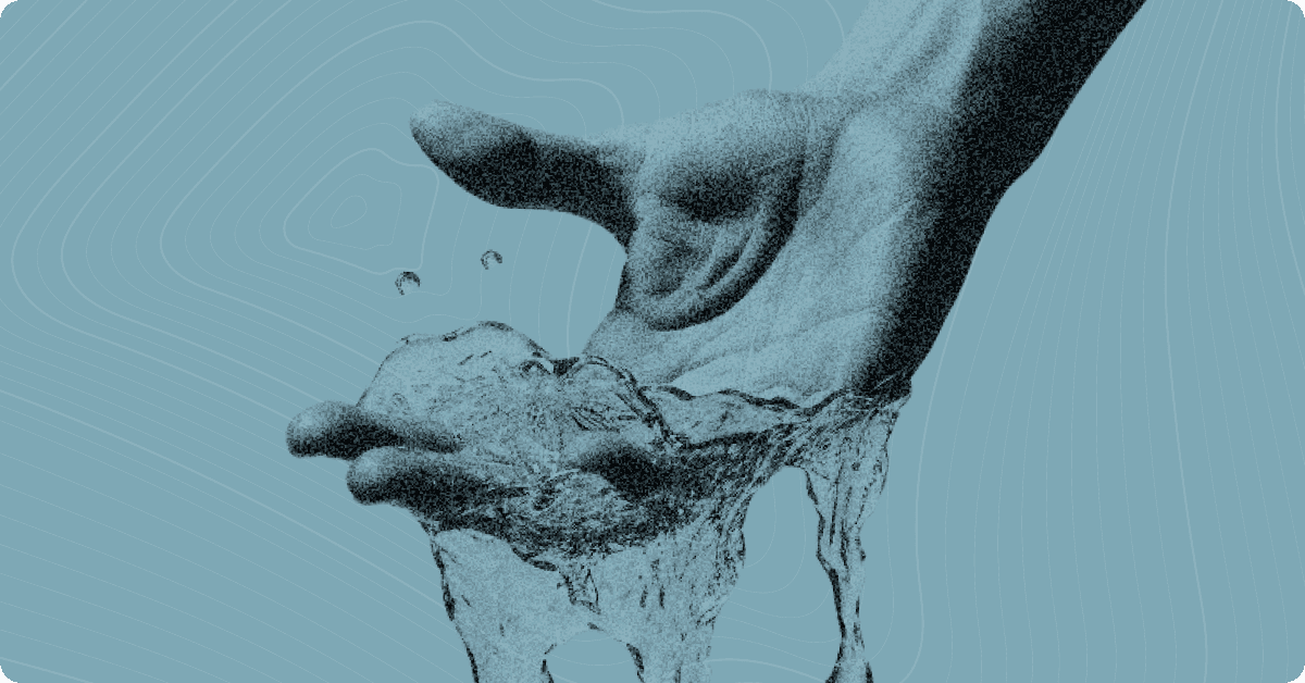 water splashing over open hand palm 