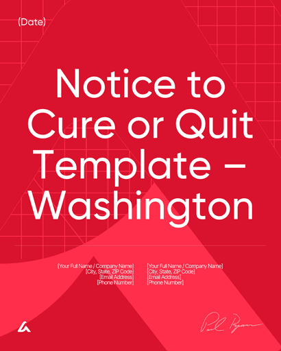 Notice to Cure or Quit Template – Washington