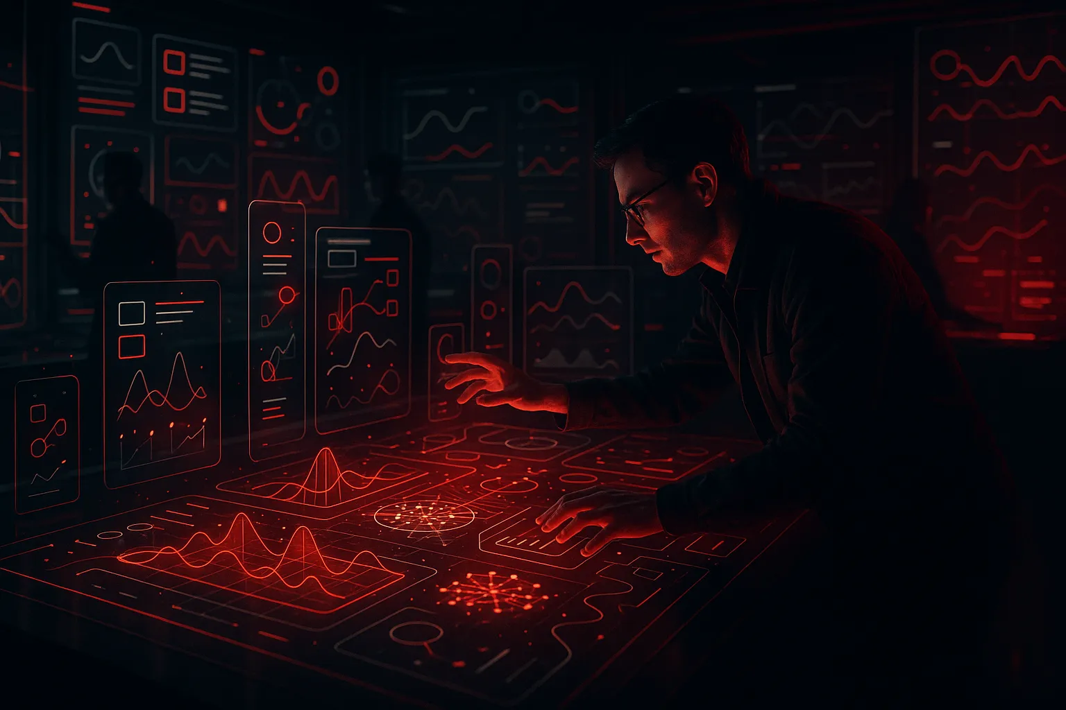 RockN' Socials expert analyzing data; a digital marketing agency scene.