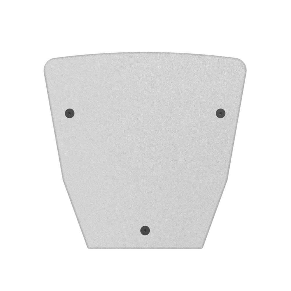 Gray trapezoid with three black dots.