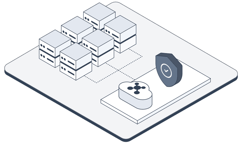 Isometric illustration featuring data servers, a security shield, and validation elements, symbolizing scientific assurance and data aggregation.