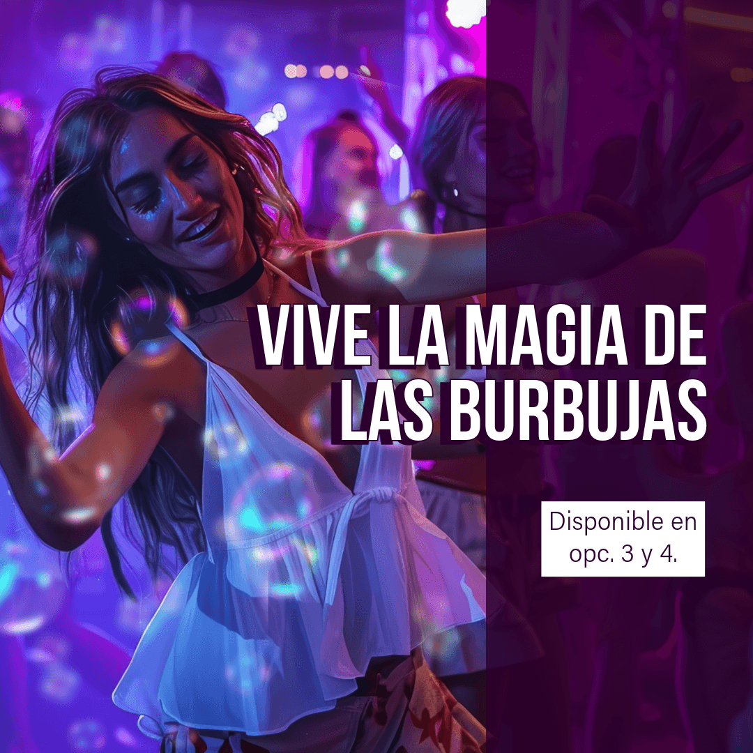 Burbujas, baile y discomóvil . Bailando con burbujas con la discomóvil