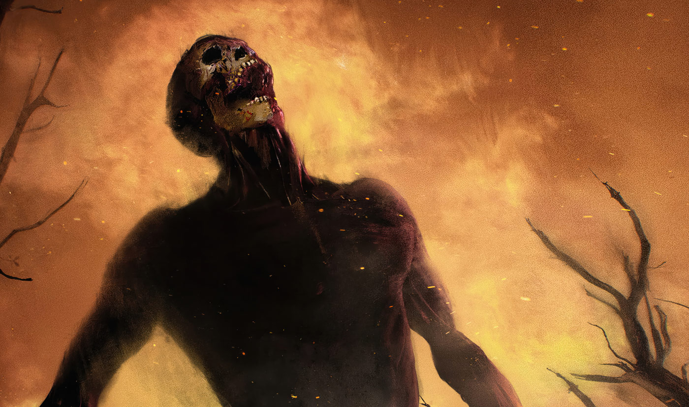 A digital artwork by Richard Payne depicting a demon screaming at the sky, blending medieval oil painting styles with harrowing intensity.