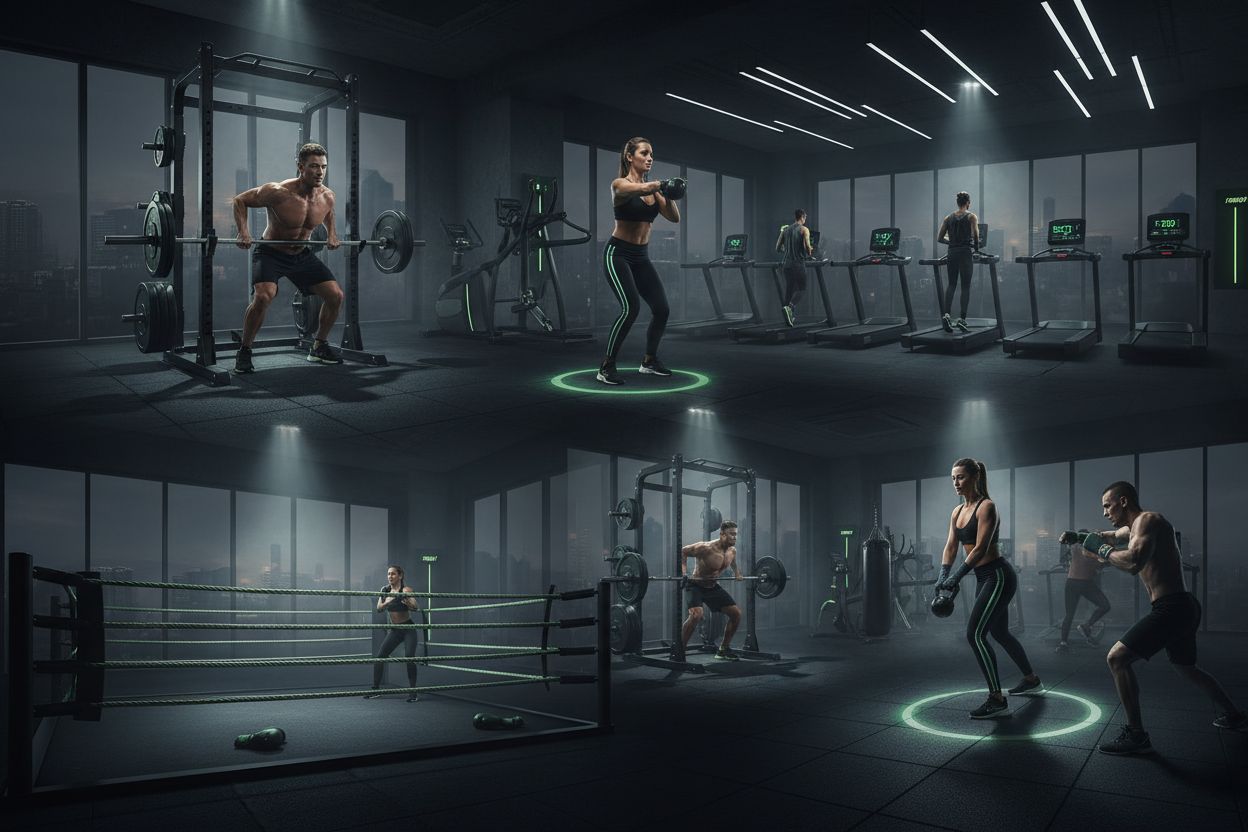People training in a gym