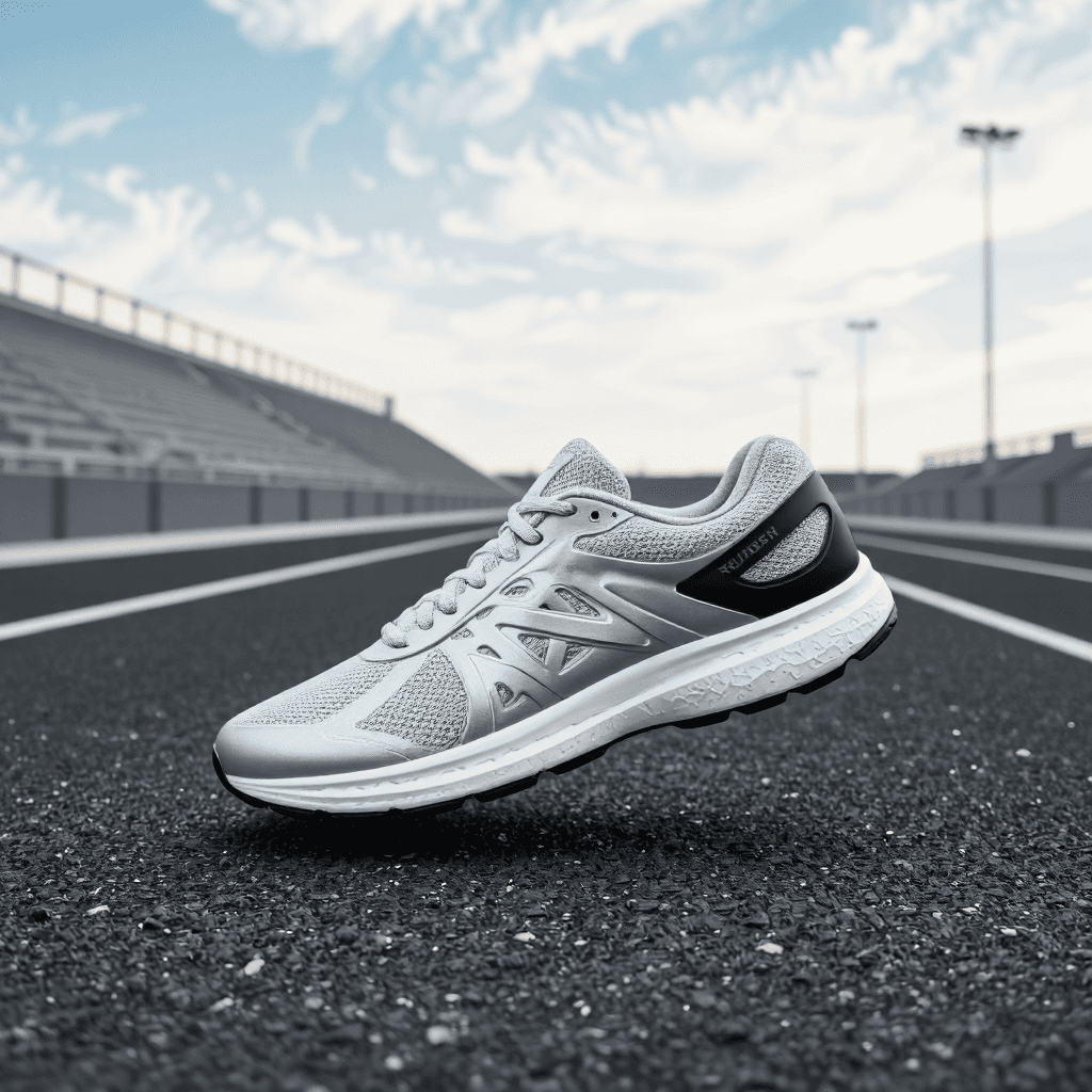 product photography of a pair of athletic shoes designed for running