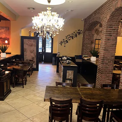 Outdoor covered patio at Valentino's Ristorante Italiano