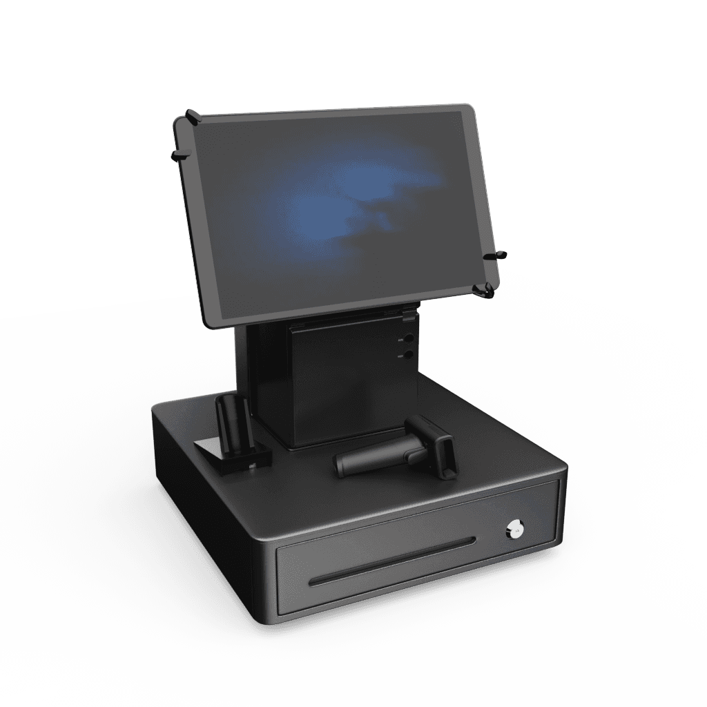 Tabletstand met bonprinter, scanner en geldlade