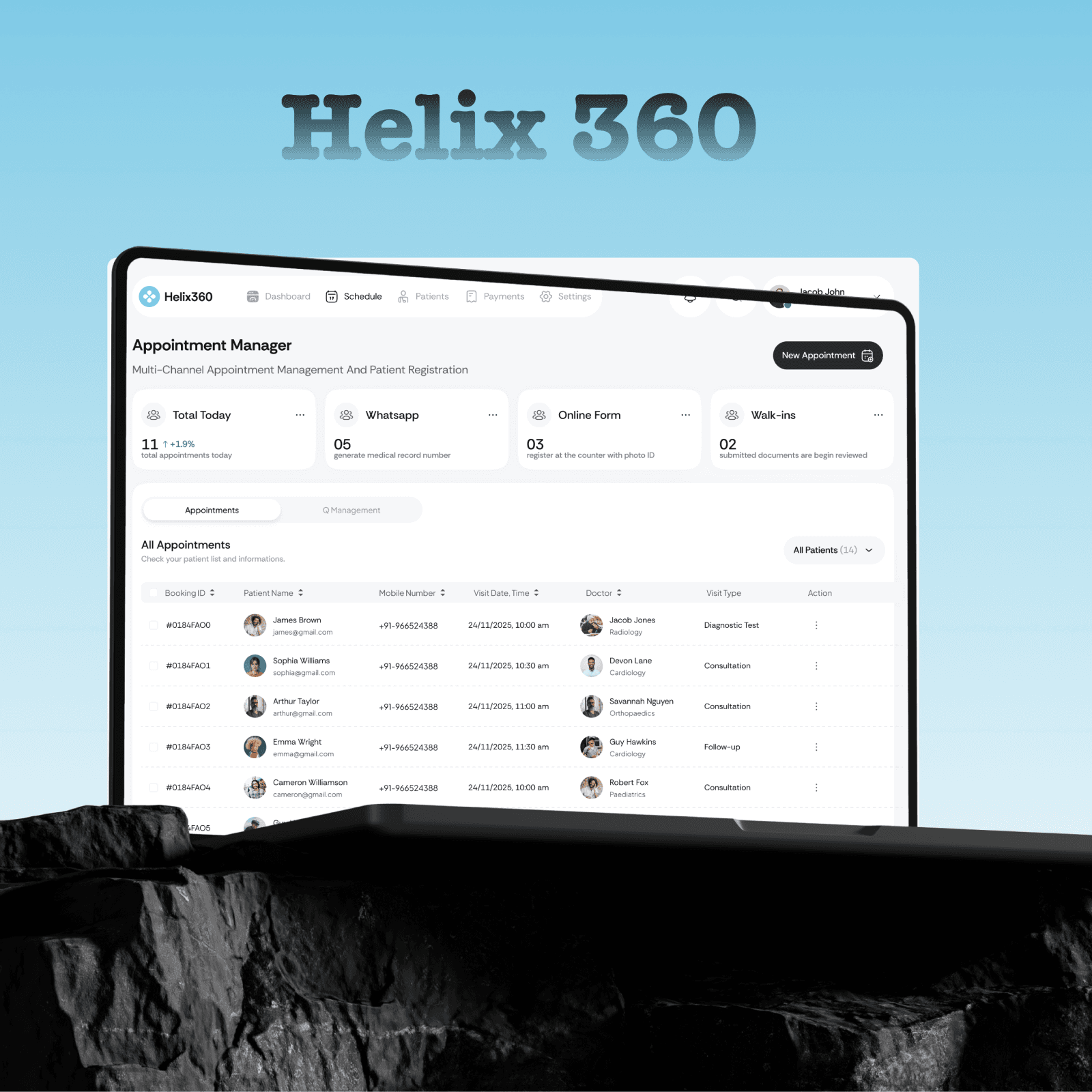 laptop computer on glass-top table