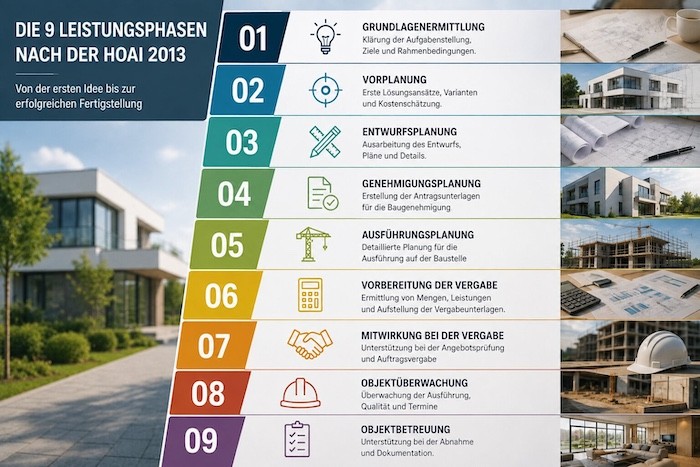 Welche Leistungsphasen gibt es nach der HOAI 2013?