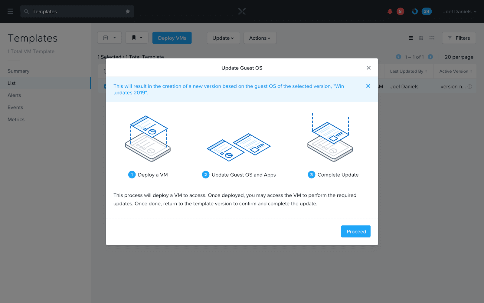 An overview of the process is shown to the user