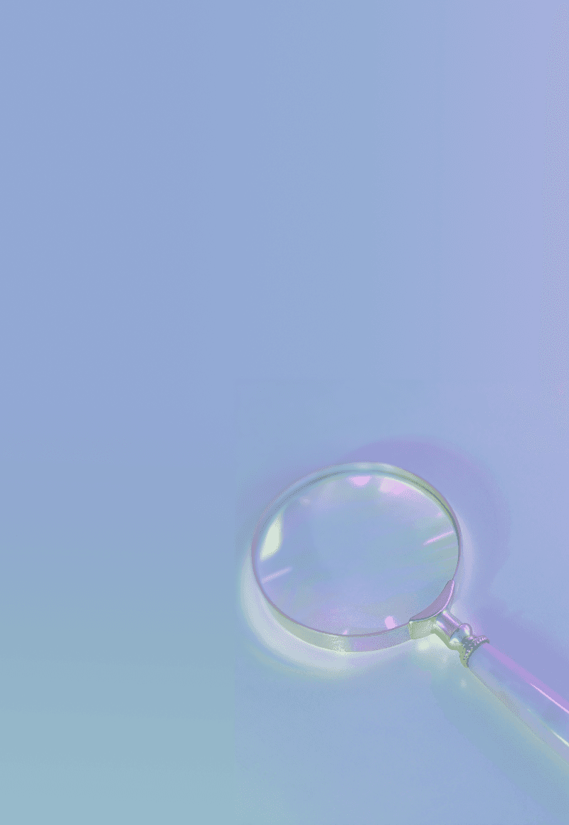A simple, stylized magnifying glass icon on a soft blue background.