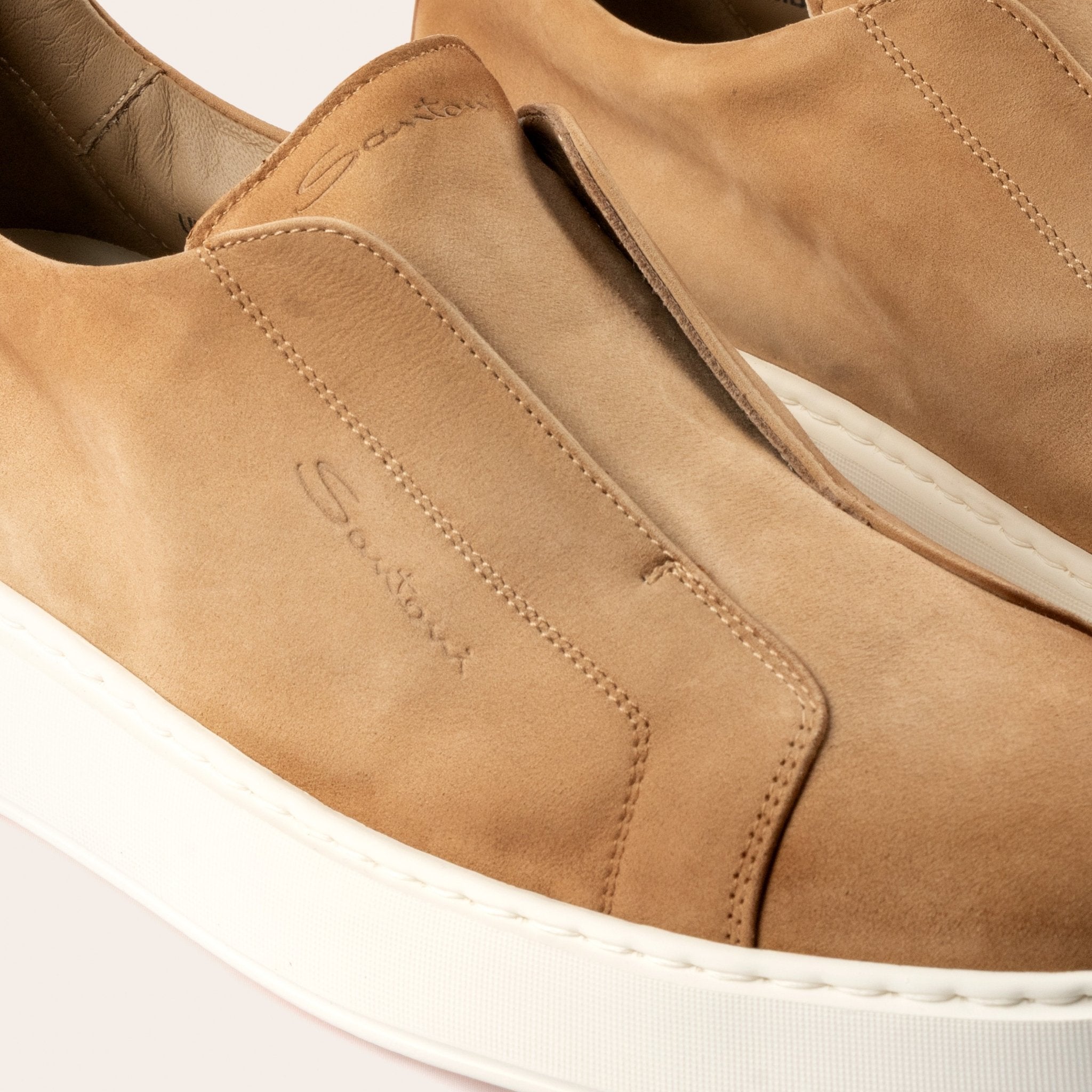 Men's beige suede slip - on sneaker - Mandelli UK